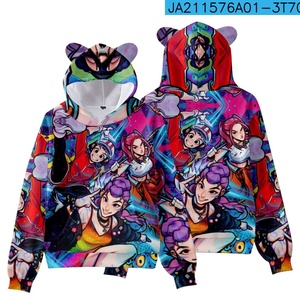 Film Baru 3D KPop Demon Hunters Witch Hunter Kaus Lengan Panjang Poliester Bertudung Telinga Kucing Pakaian Anak-anak Dewasa - Product Image 6