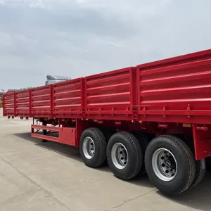 3 Assen 40Ton Container Laden Bulk Cargo Zijpaneel Aanhangwagen Voor Graan Transport