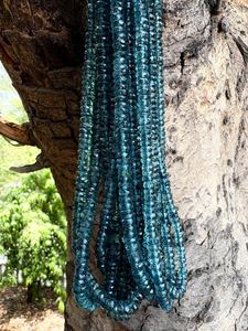 London Blue Topaz Faceted Rondelle Beads Quality Gemstone Strand Teal Round Stone Loose Beads - Product Image 3