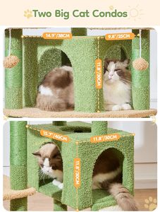 Cactus <b>Cat</b> Tree Multi-Level Indoor <b>Cat</b> Tower with 2 Widened Plush Perches Big Condo <b>Scratching</b> <b>Board</b> - Product Image 6