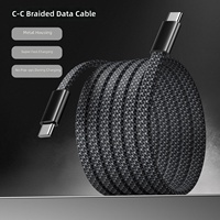Câble de charge rapide USB-C vers USB-C en nylon tressé 3A 1M, cordon de données plat Type-C pour téléphones et tablettes