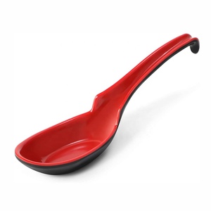 Venta caliente restaurante vajilla <span class=keywords><strong>dos</strong></span> tonos color gancho diseño sopa servir cuchara de melamina - Product Image 1