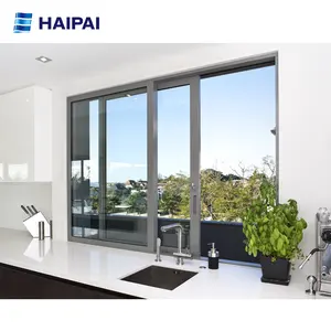 Haipai jendela geser insulasi panas, desain terbaru dari paduan aluminium untuk vila dan ruang tamu