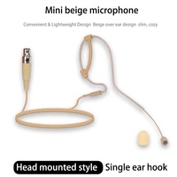 Microphone beige à fixation sur la tête, à une seule oreille - Léger, mini prise XLR TA3F 3 broches compatible avec le système sans fil AKG