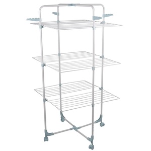 30M Clothes Airer <strong>Drying</strong> 3 Tier <strong>Rack</strong> Foldable <strong>Laundry</strong> Dryer Roller Wheeled Hook - Product Image 2