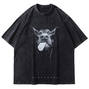 T-shirt unisexe en coton tricoté surdimensionné à motif graphique, manches courtes, respirant, anti-plis, style vintage streetwear décontracté - Product Image 4