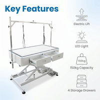 Table élévatrice électrique pour animaux de compagnie AP-879 avec lumière LED |   Table de toilettage pour animaux avec tiroirs électriques et éclairage LED, avec armoire
