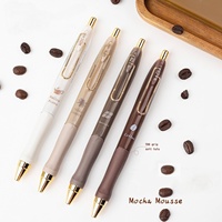 Moka Mousse 4 couleurs 0.5mm CS Double-Bead Gel Pen-Encre noire riche à séchage rapide, fournitures scolaires de bureau d'écriture lisse
