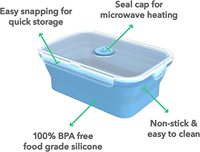 Contenants de stockage alimentaire en silicone avec couvercles en plastique hermétiques sans BPA, lot de 4, petits et grands, pliables, pour la préparation des repas