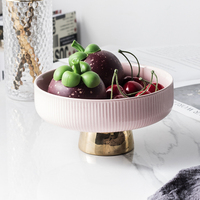 Europese Stijl Lichte Luxe Keramische Fruitschaal Moderne Woonkamer Snackplaat Net Rood Hoog Fruit Dienblad Verfrissing Plaat