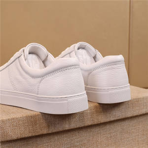 Chaussures décontractées pour hommes en cuir véritable haut de gamme, blanches, durables, à lacets - Product Image 5