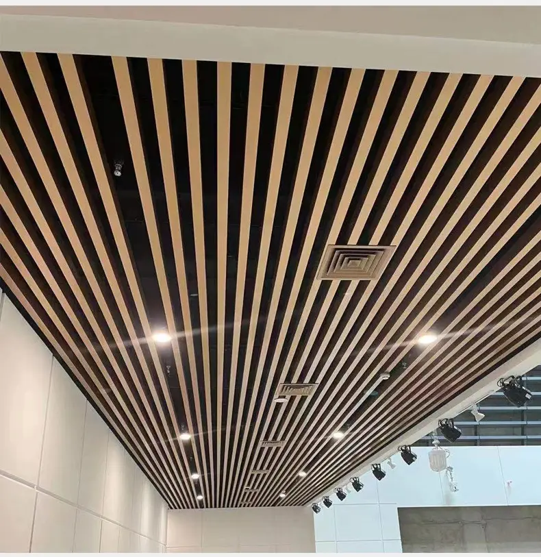 Modern Style Wooden Metal Baffle Aluminum Ceiling For Office Building