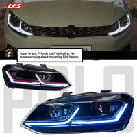 LKS pour Polo 2011-2018, ensemble de phares à LED, double lentille de projecteur DRL, clignotant séquentiel, phare 6000K 8000