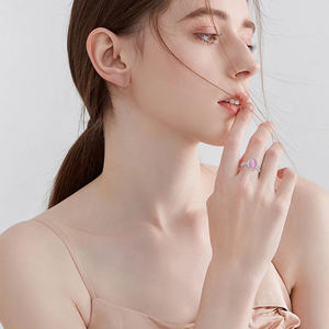 Opaal Ring 925 Sterling Zilver Roze Kwarts Edelsteen Sieraden Zirkoon Roze Ringen Sieraden Vrouwen Voor Verloving - Product Image 5