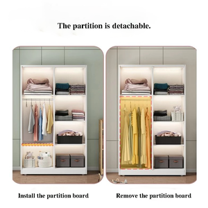 Tủ quần áo bằng thép trắng kép với các tính năng dễ lắp ráp tủ quần áo công suất lớn với các tùy chọn treo và ngăn kéo - Product Image 5