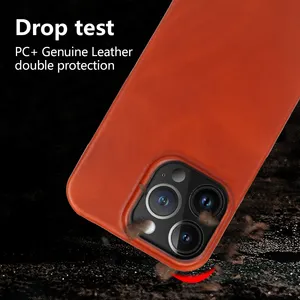 Genuine Leather For IPhone 11 12 13 14 15 Pro Max Case Oil Wax Pattern Anti Slip And Anti Drop Leather IPhone Case