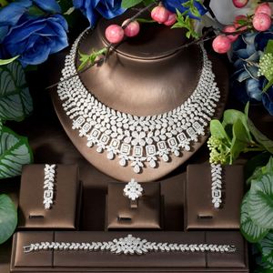 Premium Structured Luxury Feeling Stacked Layers Necklace Earrings Set <b>Cubic</b> <b>Zirconia</b> Bridal Wedding Party Accessories S-227 - Product Image 2