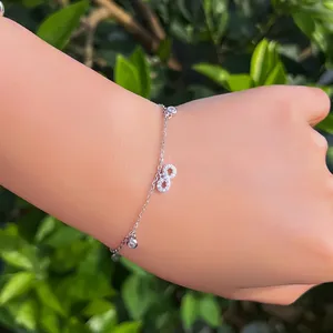 Bijoux de fête pour femmes, bracelet à maillons épais en argent sterling S925 <span class=keywords><strong>avec</strong></span> symbole de l'infini et pierres en zircon blanc - Product Image 1