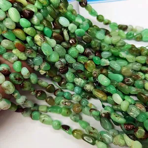 Natural Smooth Gemstone Irregularity Shaped Import Chrysoprase Tumble Stone Loose Beads For Jewelry Making