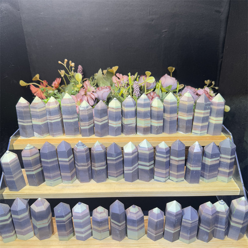 Wholesale Natural Healing Crystal Gemstone Polished Tower Purple Robe Jade Point Tower for Fengshui