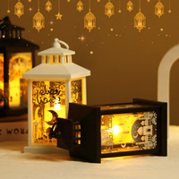 Lanternes du Ramadan Lampes à bougies LED Lanterne à vent Lanterne Eid Mubarak Lampe Ramadan Lumière LED Étoile Lune Château Lampes à vent LED