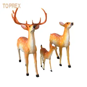 Toprex New Outdoor Waterproof Large Life Size LED Fiberglass Deer Statues Resin Sculpture Animals Model for Gifts on Sale