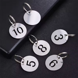 En gros Personnalisé 23MM 1-100 Numéro Creux ID Porte-clés Étiquette En Acier Inoxydable En Métal Numéro Porte-clés Étiquette - Product Image 5