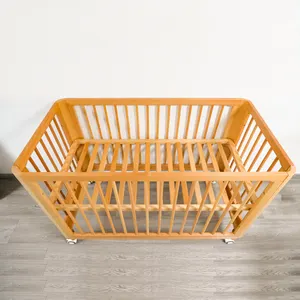 8 IN 1 new baby crib spliced all solid wood large bed Beech baby bed movable multi-functional bed wooden
