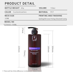 Fournisseur d'usine, flacon cosmétique en PET/PP <span class=keywords><strong>de</strong></span> 750 ml, épaule plate, pulvérisateur à pompe, shampoing, gel <span class=keywords><strong>douche</strong></span>, impression sérigraphique, couleur personnalisée - Product Image 6