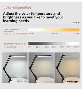 LED Clip <b>Desk</b> Lamp Modern Simple Eye Mode | Adjustable Portable <b>Study</b> Light Home Office Dormitory Switch Control - Product Image 5