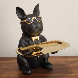 Eazom Resin <b>Dog</b> Tray With Sunglasses And Bowtie For Home Decoration <b>Table</b> Accessory - Product Image 3