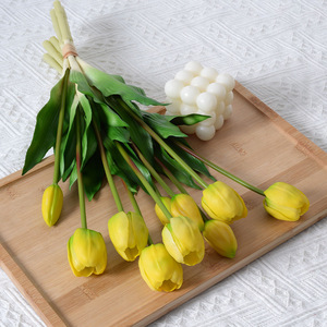 Handmade Artificial Flower 5 Branch Bundle High End Real Touch Faux Flower Bouquet Soft Rubber <strong>Tulip</strong> for Home Desktop Decoration - Product Image 4