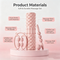 Kit de massage portable en EVA : Rouleau de massage pour les jambes et les pieds, bâton de massage, balle de massage, relaxation musculaire, libération des fascias, yoga, fitness, récupération