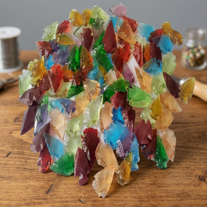 Sculpture en mosaïque de pointes de flèches en verre taillé irrégulièrement multicolore, art fait main, objet de collection, décoration - Product Image 1