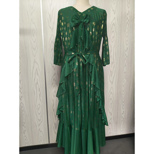 <span class=keywords><strong>Vestido</strong></span> Casual Elegante para Mujer, con Lazo Decorativo, Plisado, Corte en A, Cuello en V con Volantes, <span class=keywords><strong>Manga</strong></span> <span class=keywords><strong>Media</strong></span>, Largo <span class=keywords><strong>Midi</strong></span>, para Uso Diario - Product Image 5