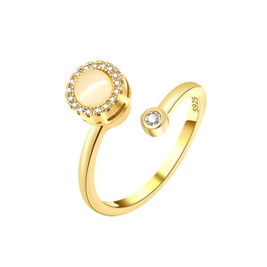 Bague ajustable unisexe en cuivre plaqué or avec opale œil-de-chat rotative, anti-stress, vente en gros - Product Image 5