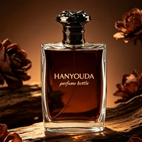 Vente en gros de flacons de parfum rectangulaires HANYOUDA de 100 ml, bouchon en métal doré, verre cristallin épaissi, pulvérisateur à pompe, gravure dorée