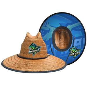 Sombrero de paja de salvavidas de hierba hueca Natural 2023 de alta calidad logotipo personalizado ala ancha mujeres a granel negro venta al por mayor sombreros de paja para hombres