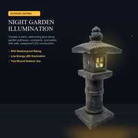 Air Mancur Taman Pagoda Zen Jepang dari Resin Poli, Lampu Jalan Luar Ruangan Besar, Tahan Air, Dekorasi Teras Berdiri di Lantai
