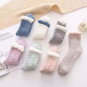 Chaussettes en polaire douces et moelleuses pour femmes I-0225, chaussettes chaudes et confortables en laine pour filles, chaussettes de sol pour la maison - Product Image 3