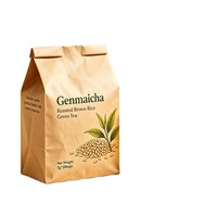 Thé vert Genmaicha aux herbes naturelles de marque privée, feuilles de thé vert au riz brun torréfié, arôme doux de noix, goût doux et onctueux, faible teneur en caféine