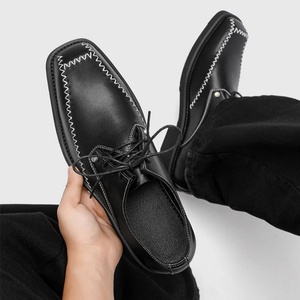Chaussures en cuir à plateforme et bout carré, à lacets, design tendance, nouveau modèle 2026, chaussures classiques de haute qualité pour hommes, style business décontracté - Product Image 2