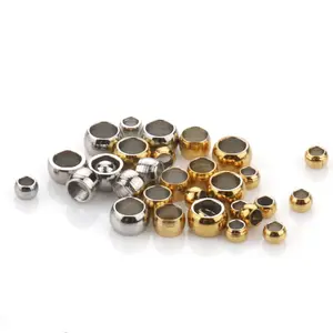 Wholesale Color Preserving Stainless Steel Clip Flat Positioning Allowed Hollow Beads for DIY Necklace Bracelet Jewelry Accessor