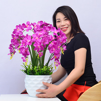 Fleur d'Orchidée Artificielle Papillon en Pot Réel Toucher Phalaenopsis Décoration Maison Vente en Gros