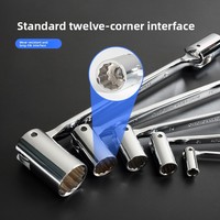 Clé à douille articulée Torx en L de 13 mm à 12 points, en acier au chrome-vanadium chromé, avec embout coudé à 90 degrés pour tuyaux