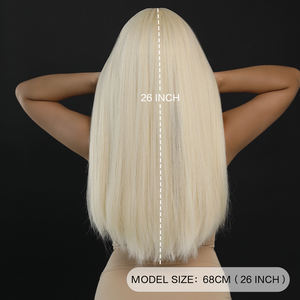 วิกผมบลอนด์613พรีเมี่ยมผมยาวตรงเรียบทนความร้อนสังเคราะห์ดูเป็นธรรมชาติสำหรับผู้หญิงปาร์ตี้คอสเพลย์26" - Product Image 4