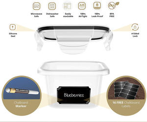 Juego de 16 Recipientes Herméticos para Refrigerador LYT274, Cuadrados y Redondos, para Almacenamiento de Alimentos, Cajas de Conservación para Cocina - Product Image 2