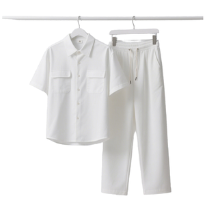 Conjunto de Camisa de Manga Corta para Hombre, Tejido de Poliéster y Algodón - Product Image 1