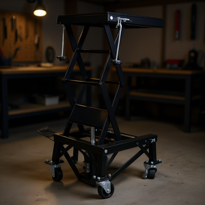 Cric hydraulique à ciseaux pour moto avec marchepied et roues, capacité de 300 lb, noir, pour petites motos tout-terrain - Product Image 2