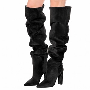 Nouvelles bottes sexy <span class=keywords><strong>pour</strong></span> femmes, style western, en faux daim, à talon bloc, à bout pointu, au-dessus du genou, avec soutien de la voûte plantaire, faible MOQ, hiver - Product Image 4